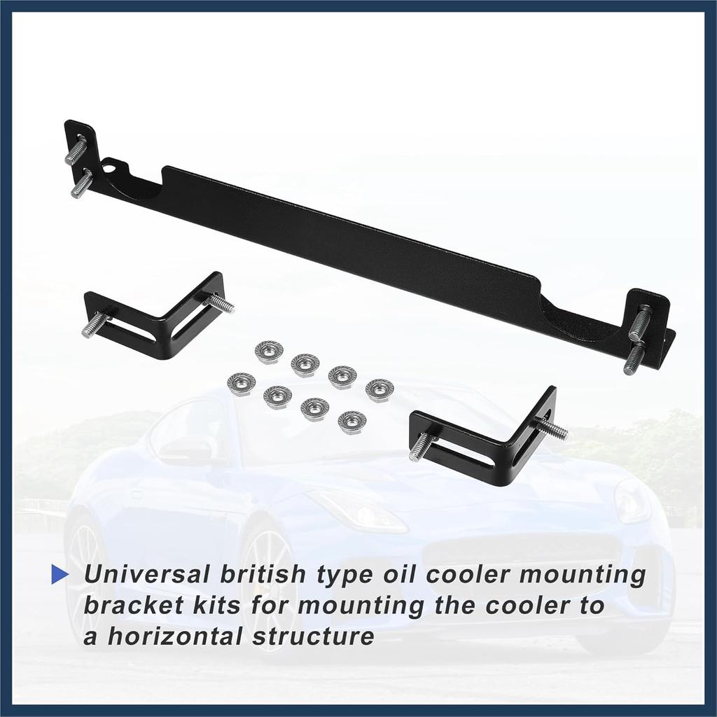Universal Oil Cooler Mounting Bracket Kit 330mm Aluminum Alloy Engine Oil Cooler Radiator Adapter Kit Oil Cooler Bracket Kit Black Transmission Oil