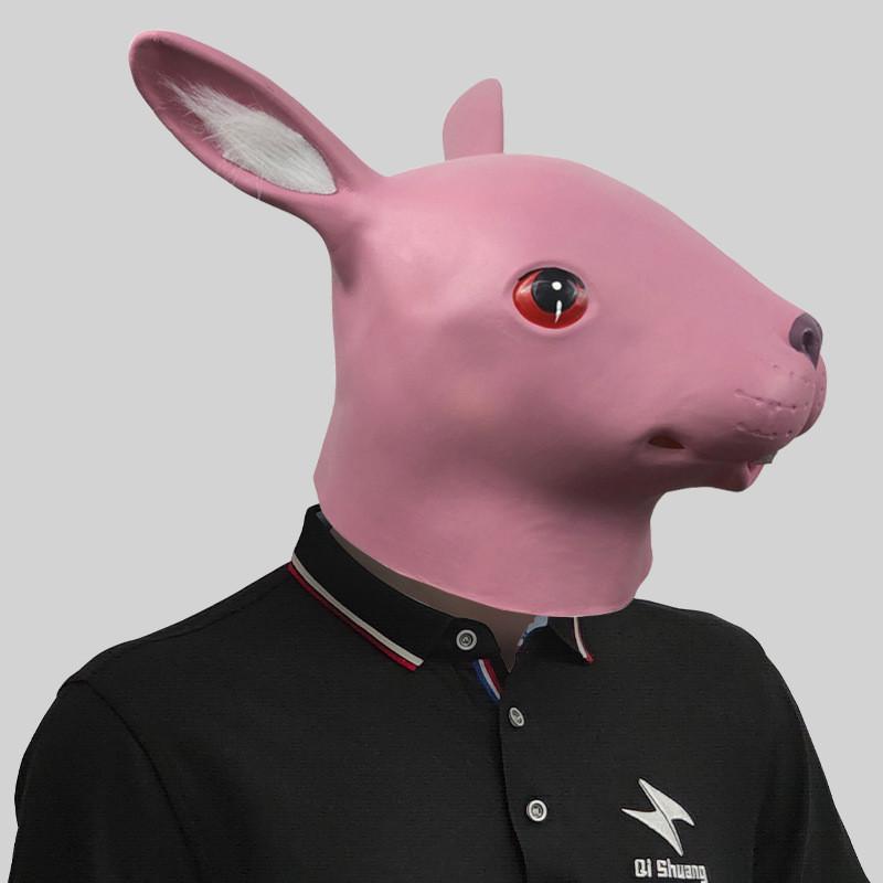 Niedliche weiße, schwarze und rosa Hasenkopfmaske für verspielte Kostüme und Feiern