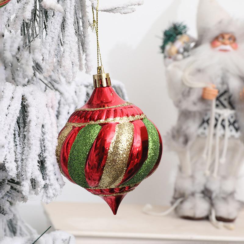 6Pcs Christmas Decoration Onion Shape Ball Christmas Tree Hanging Spiral Cone Ball Ornament