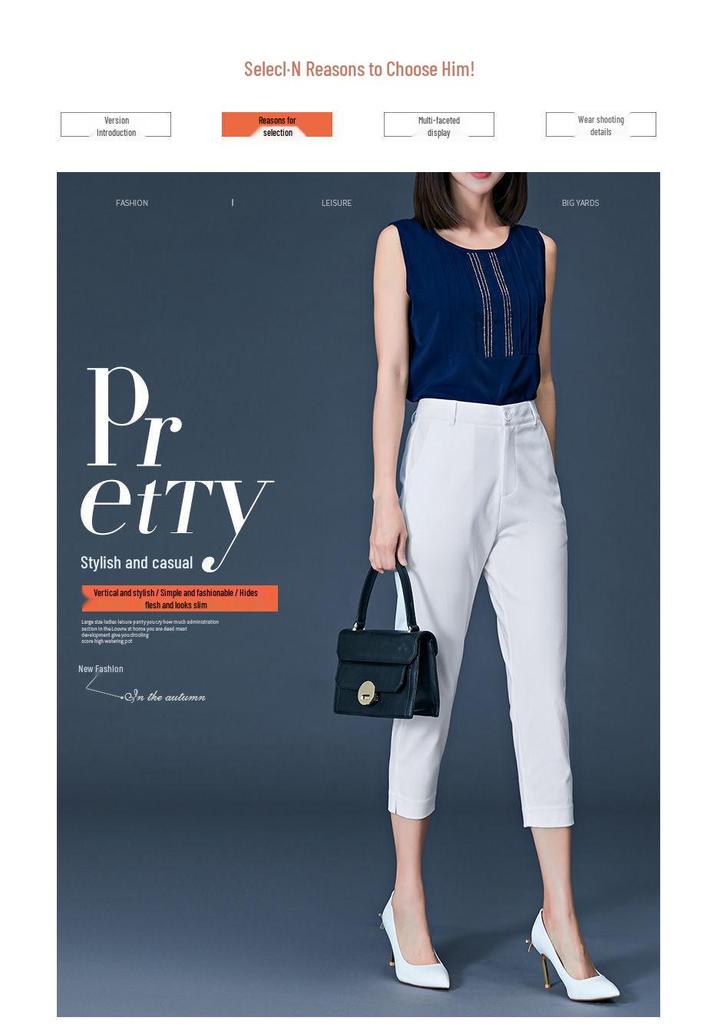 Petite Women's High-Waisted Split Hem Cropped Blazer Pants - Summer Thin Style, Casual Straight Leg