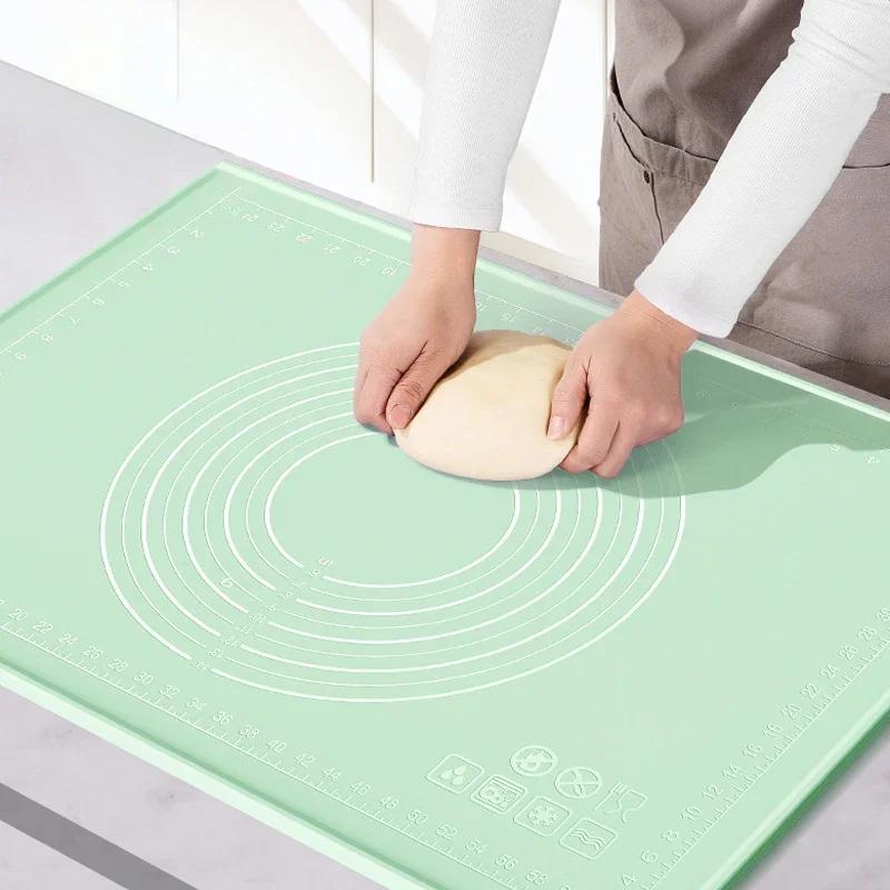Non-Stick Silicone Pastry Mat Thickened Food Grade Pizza Noodle Dough Kneading Pad with Measurements Kitchen Baking Supplies