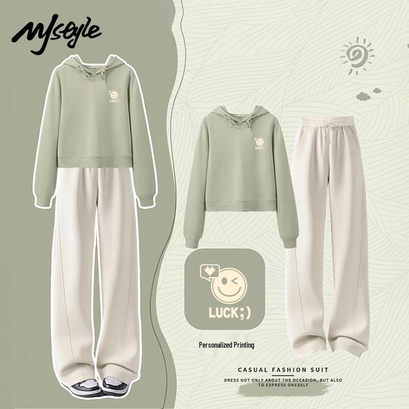 

MJ STYLE Women s Hooded Sweatshirt & Spliced Pants Set XL