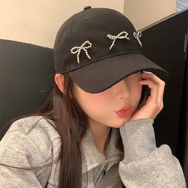 InsStyle Sweet Baseball Hat Peaked Hat Lovely Bowknot Sun Hat Summer Sport Hat