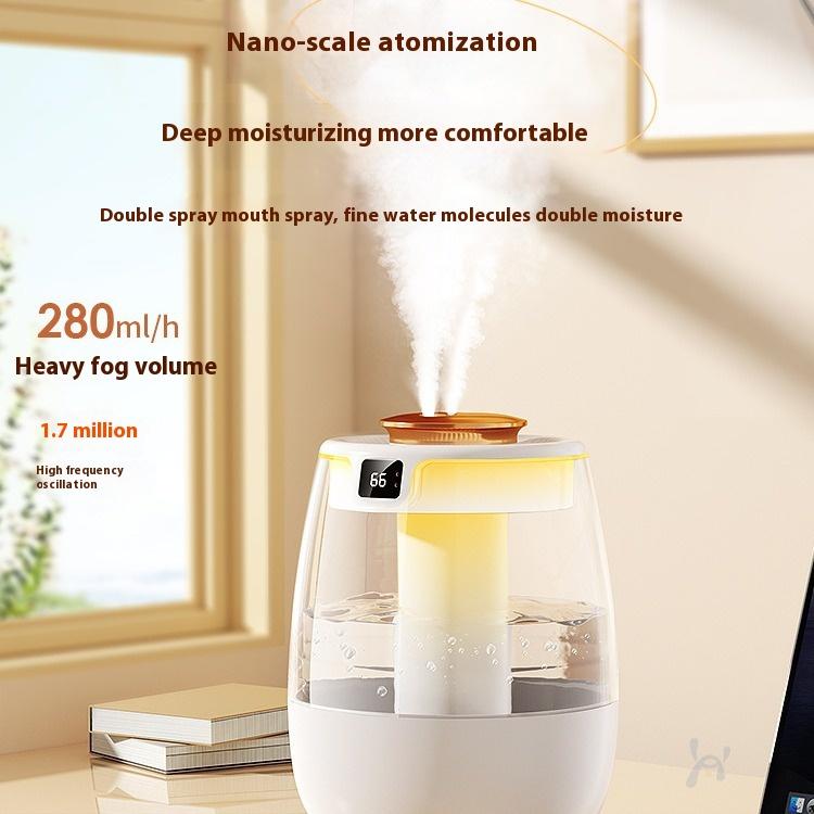 Indoor Double Spray Water Replenishing Air Purification Sprayer Nightlight 2-in -1 Silent Large Capacity Humidifier