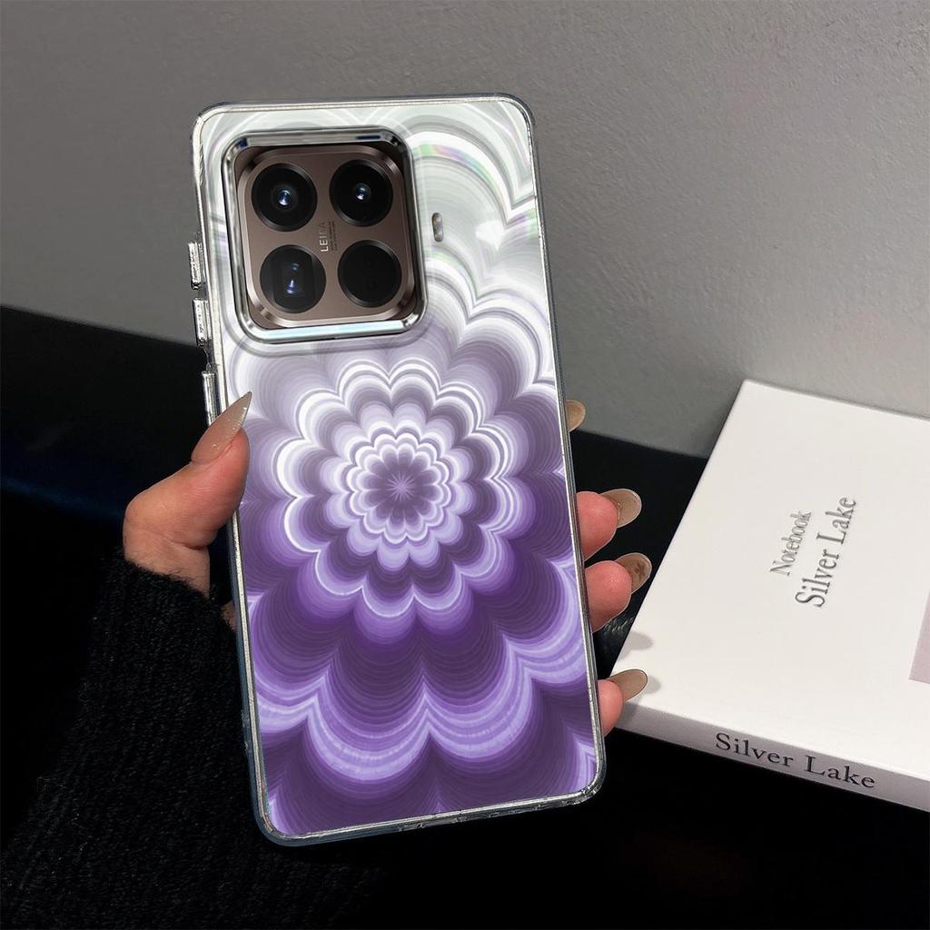Case for Xiaomi 15T Pro Iridescent Gradient Floral Clear Case,Shockproof Camera Lens Protection