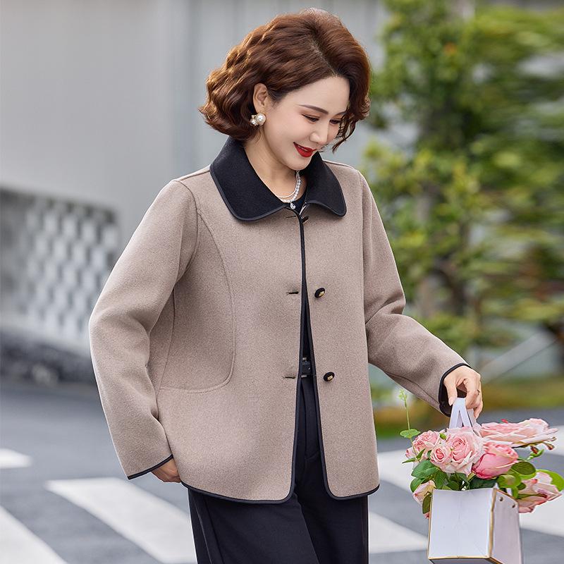 2026 Spring Elegant Woolen Lapel Coat for Middle-aged To Elderly Women
