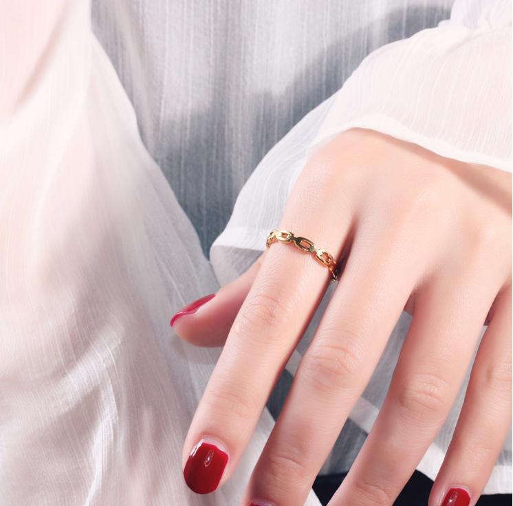 Chain Ring Stainless Steel Rings For Men Women's Rings Geometry Ring Finger Gold Silver Color Ring Set Women Gift