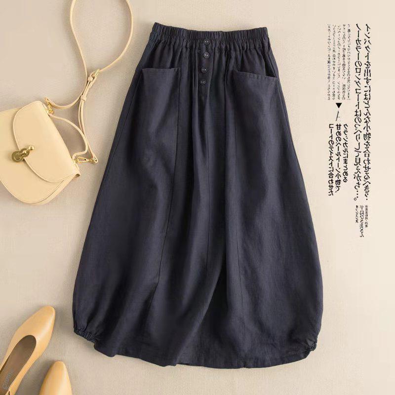 

Новая летняя ретро-юбка для женщин средней длины с высокой талией демонстрирует тонкий литературный темперамент 3XL