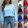 Damen Rundhals Langarm Locker Figurbetont Elegant Arbeitsweg Sweatshirt Einfarbige Baumwollmischung Pullover Große Größen Lässig Tägliches Oberteil