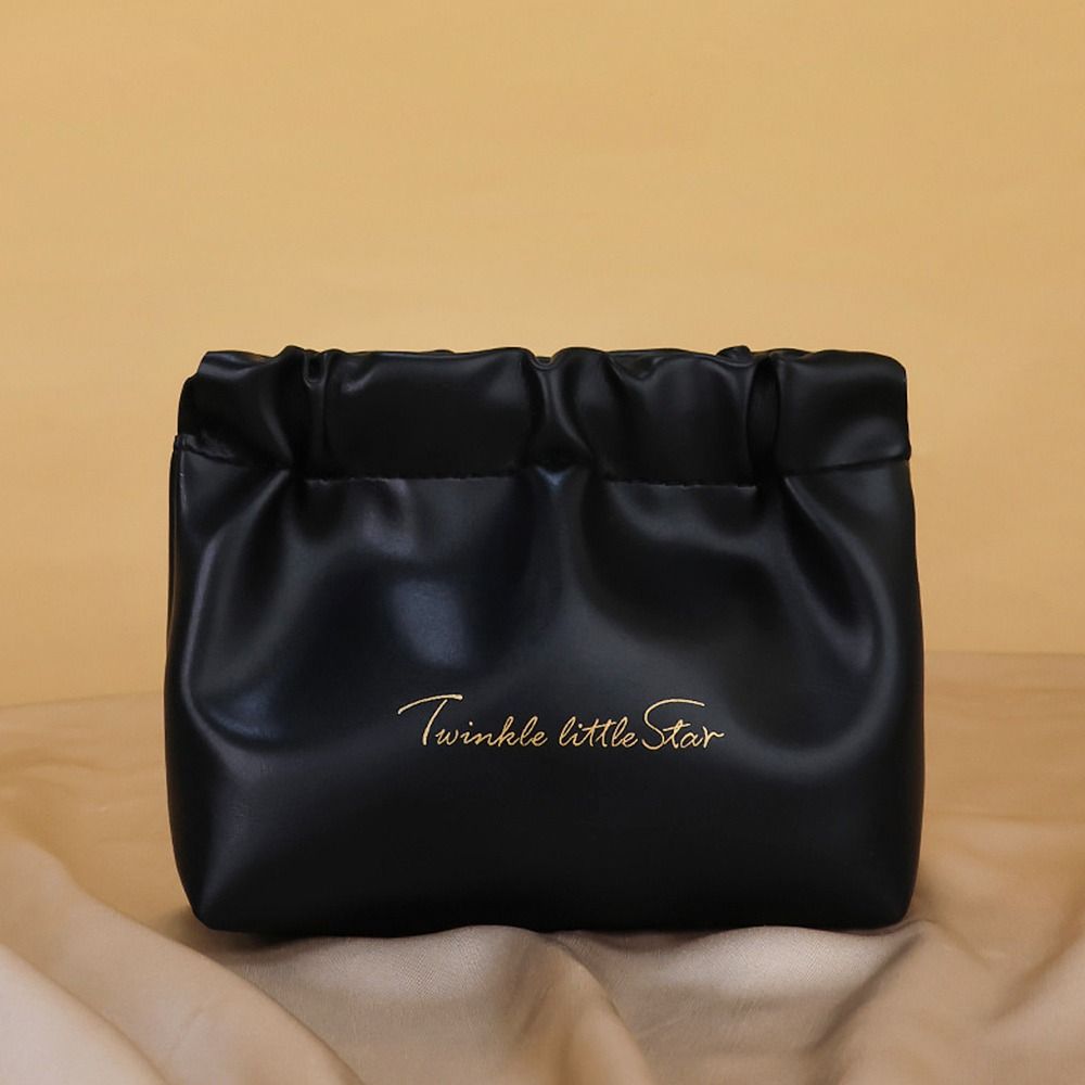 

PU Leather Coin Purse Solid Color Data Cable Storage Bag Travel Accessories Shrapnel Bag S чорний