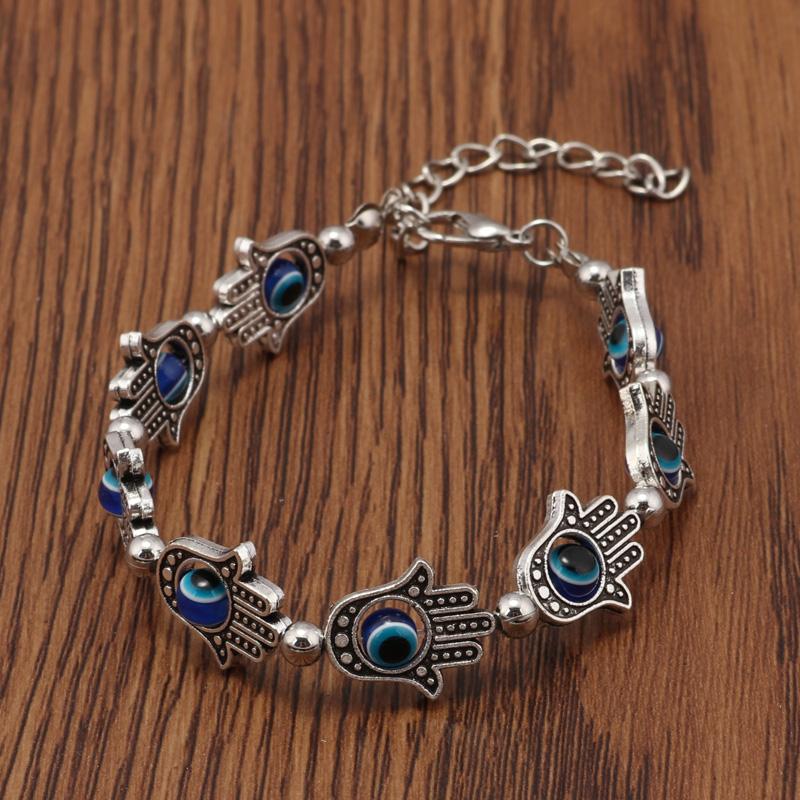 Vintage Hamsa Hand Fatima Evil Eye Bracelets for Women Jewelry Bohemian Natural Stone Beads Charm Bangles Couple Gift