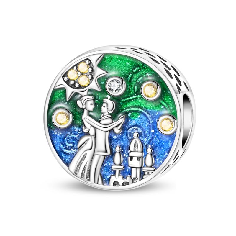 Original Copper Romantic Wedding Charms Bouquet Ring Rose Heart Beads Pendants Fit Bracelets Diy Fine Jewelry Gifts