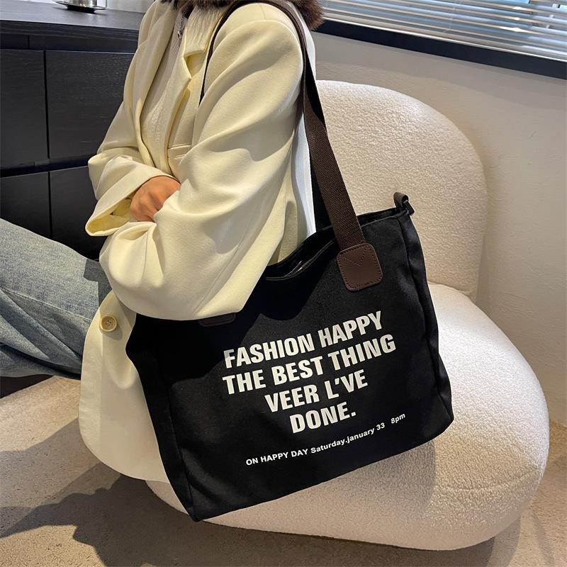 Alphabet Canvas Bag Female Student Class Bag Large Capacity Shoulder Bag Crossbody Bag Japanese Handbag Tide