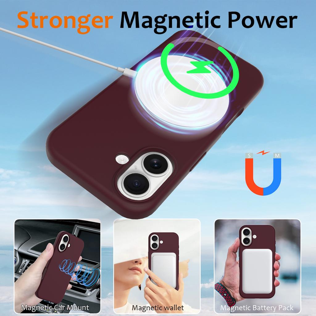 For iPhone 17 Case Compatible with MagSafe Anti-Drop Liquid Silicone Phone Cover