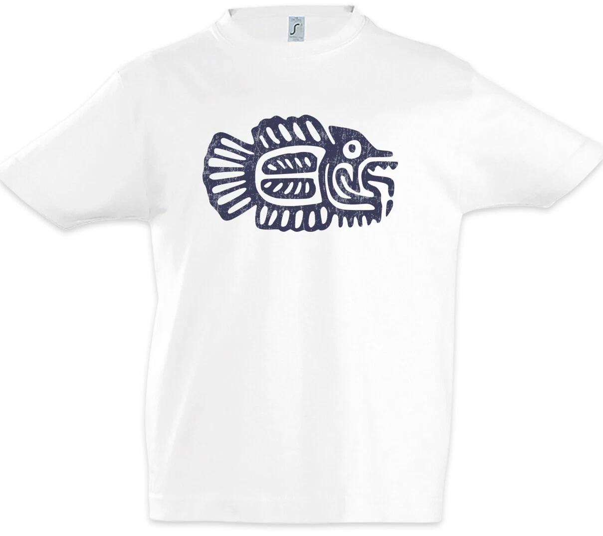 Inca Fish Symbol Kids Boys T-Shirt Inca Tattooist Tattoo Indian Tribe- 130
