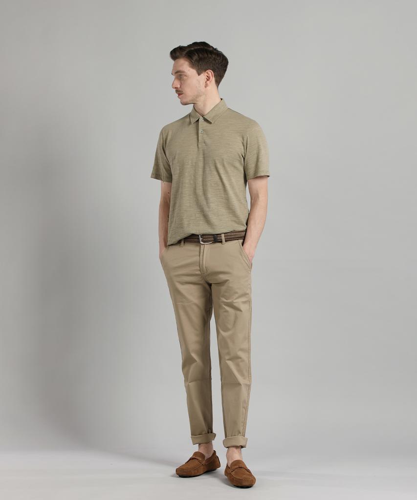 PANICALE Beige Regular Slim Fit Cotton Pants