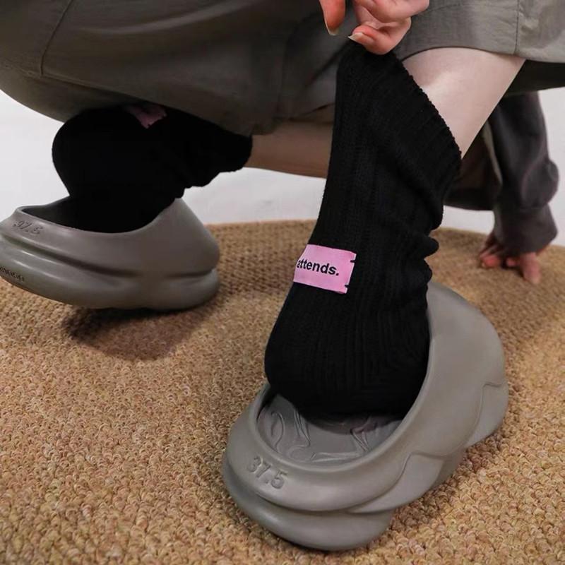 

Ji Chao Brand Powder Label Solid Color Thick Thread Double Needle Medium Tube Socks Couple Sports Retro Stacking Socks Pure Cotton One size fits all чорний