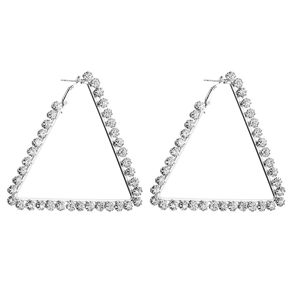 

Fashion Rhinestone Stud Earrings, Personalized Exaggerated Triangle Earrings, Women S Accessories Earrings серебряный