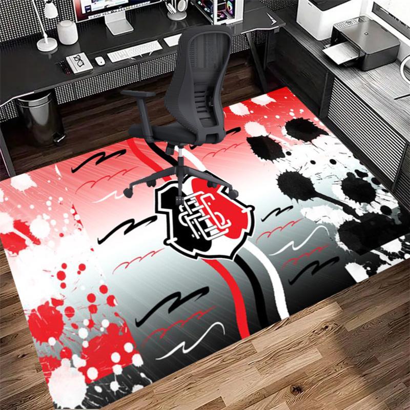 Sao Paulo FC Crest Red Black Splash Graffiti Print Area Rug Brazilian Soccer Fan Non Slip Rectangular Floor Mat Gaming Room Home Decor Rug