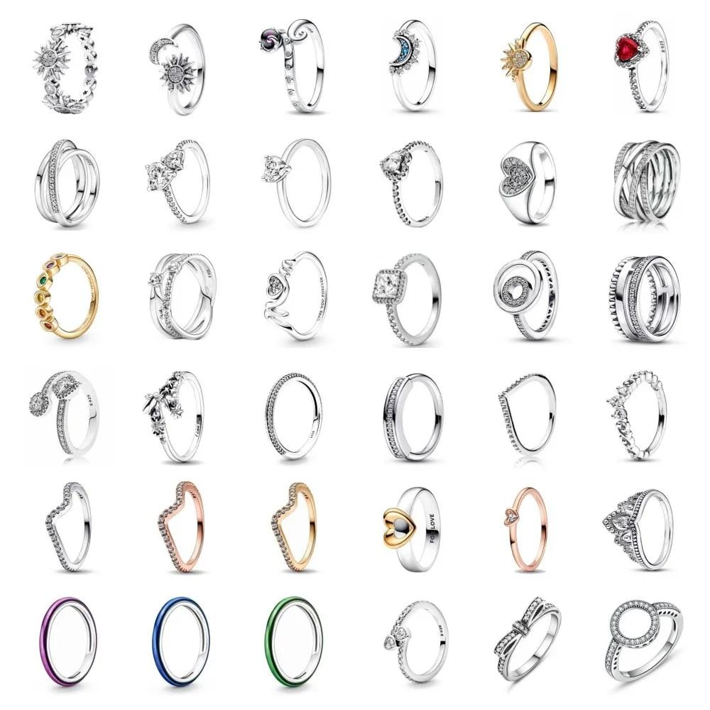 Inele Inimii Placate Argint Soare Luna Floarea Soarelui Pentru Femei Flori Originale Nunta Cristal Accesorii Bijuterii De Lux