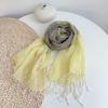 100% Natural Linen Woman Scarf Hijab Shawls Breathable Latticed Colorful Scarves With Tassels