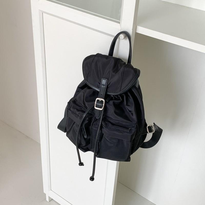 2025 Korean Commuter Light Backpack Small Women s Fashionable Casual Nylon Drawstring чёрный