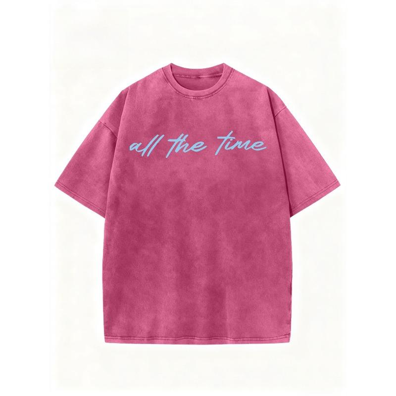 European Size Washed Short-Sleeve Top with a Round Neck Featuring The Phrase 'GOD IS GOOD', Showcasing a Unique Double-Sided Design. Spring And Summer