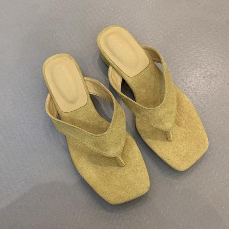 Fashion SUOJIALUN 2025 Summer New Brand Women Slipper Fashion Square Low Heel Ladies Casual Sandal Shoes Outdoor Dress Slip On Flip Flop