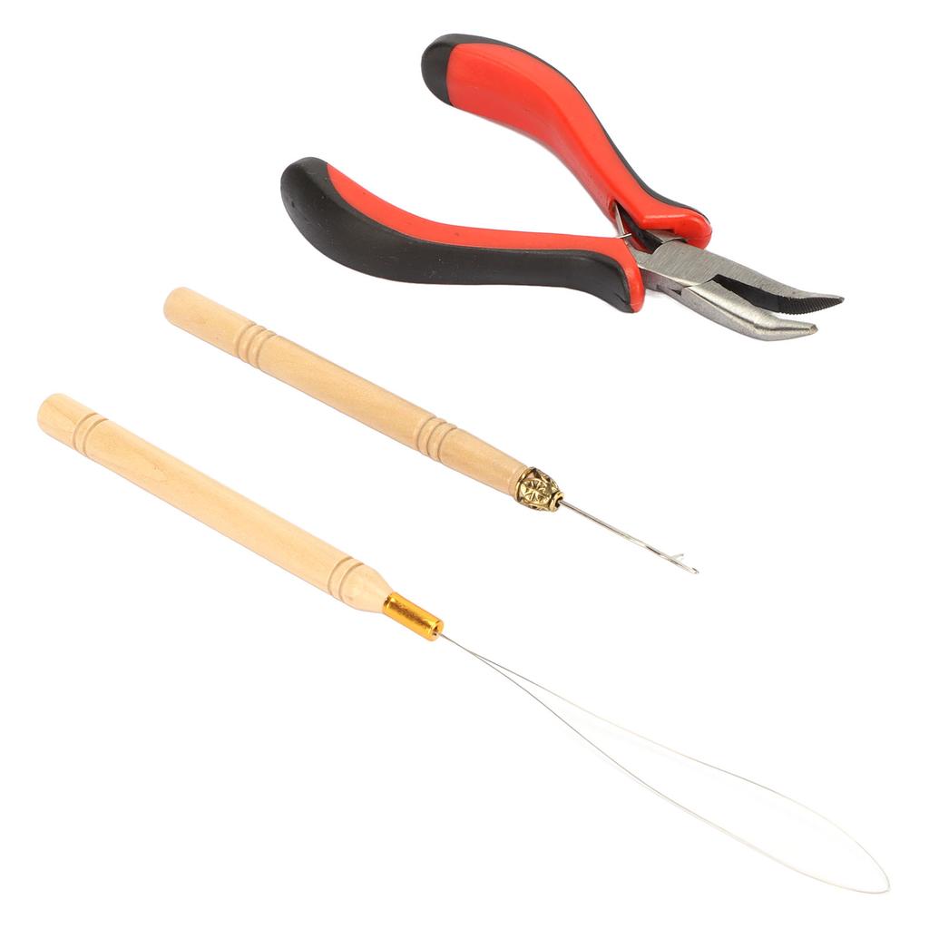 Hair Extension Tool Kit with Silicone Rings Crochet Pulling Hook Portable Hair Styling Kit