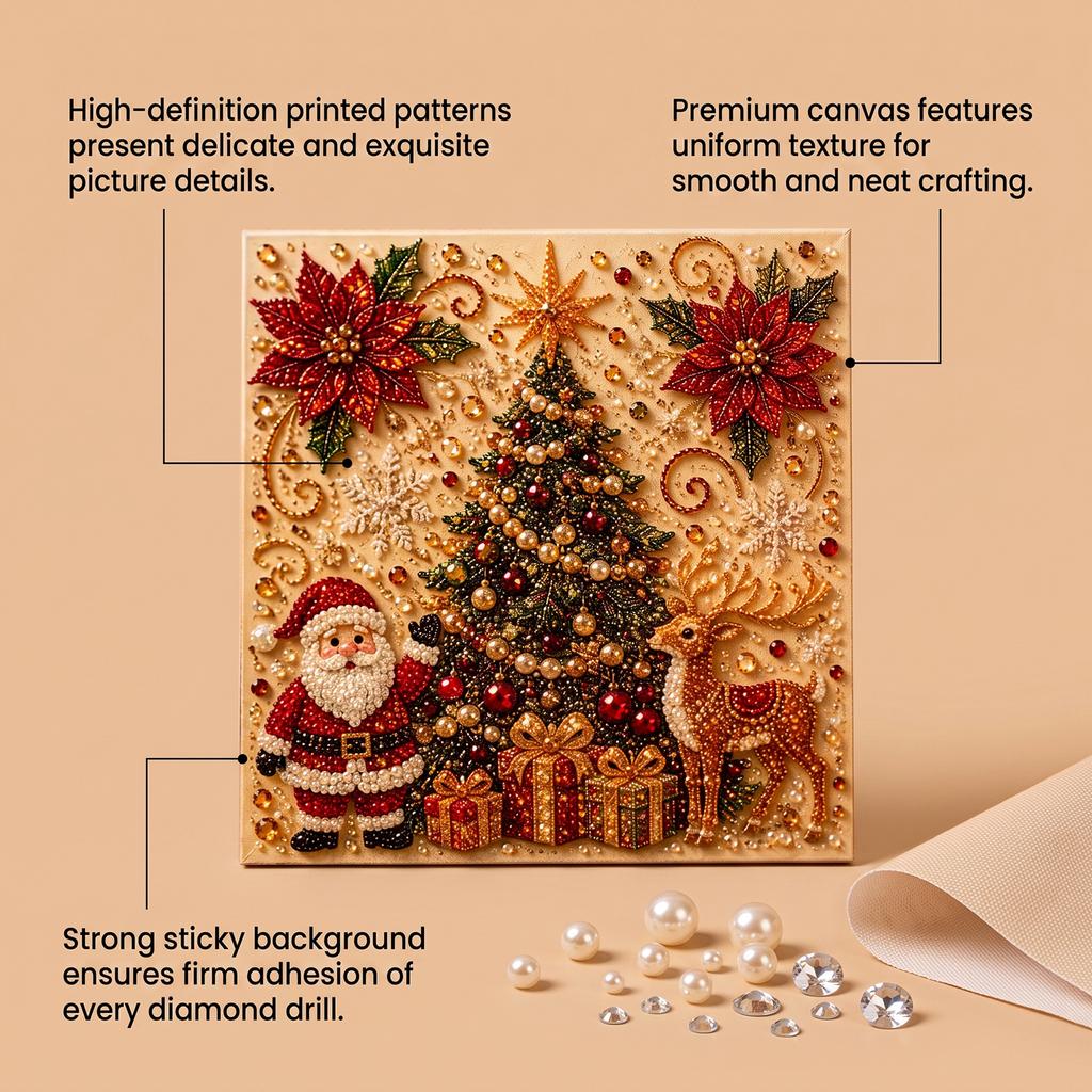 Christmas Pearl Art DIY Painting Kit Christmas Reindeer, Holiday Home Decor Diamond Painting Craft