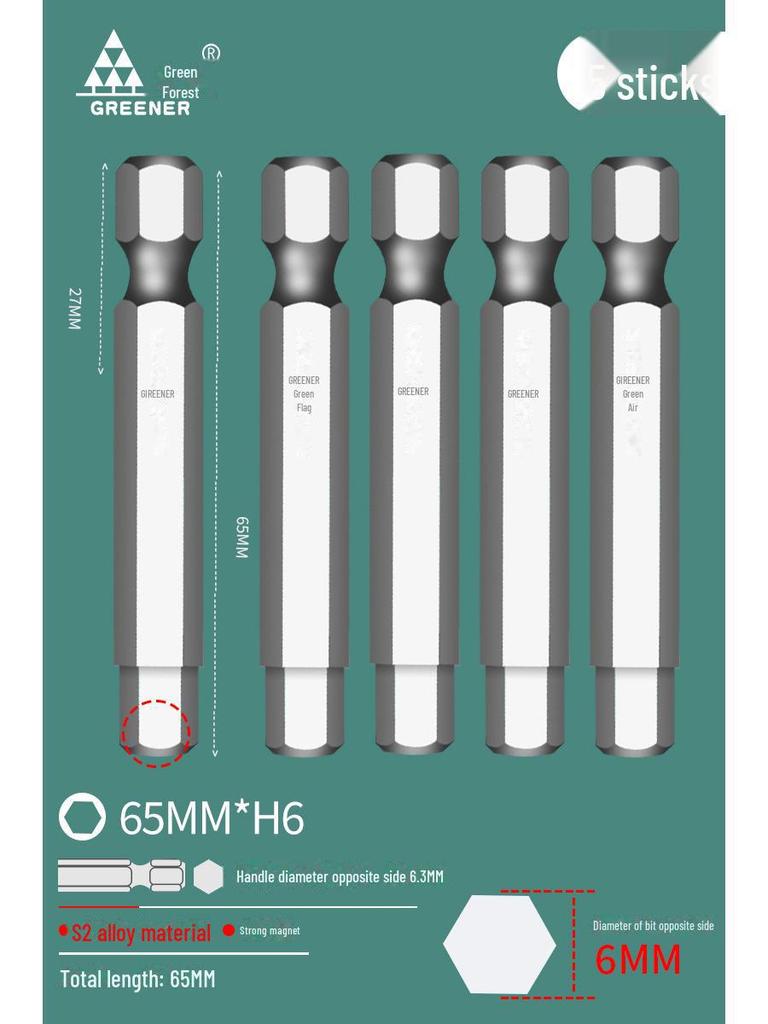 Green Forest Tungsten Steel Hex Wrench & Drill Set with Magnetic Hex Head