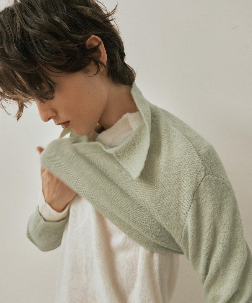 Wednesday Oasis Ash Open Collar Wool Knit_Mint(Wc25-Kn82)