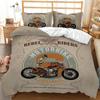 Motorbike Comforter Cover Set Queen Size, Boys Motocross Rider Duvet Cover, Teens Racing Motorcycle Dirt Bike Bedding Set Child