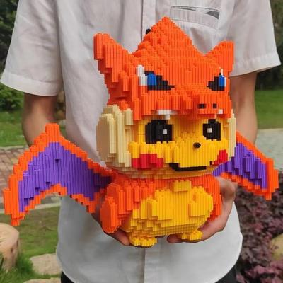 Non-Toxic Super Huge Pokemon Anime Pikachu Figures Diamond Micro Building Blocks Games Model Bricks Decompression Toys Kids Birthday Gifts