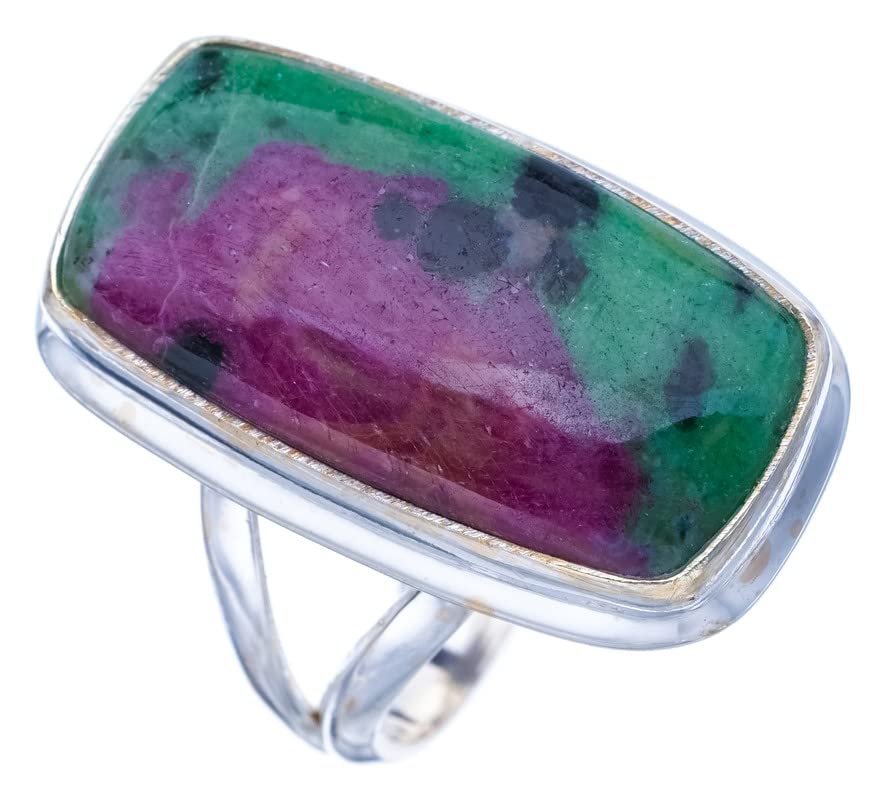 

StarGems® Natural Ruby Zoisite Handmade 925 Sterling Silver Ring 7.5 F1322