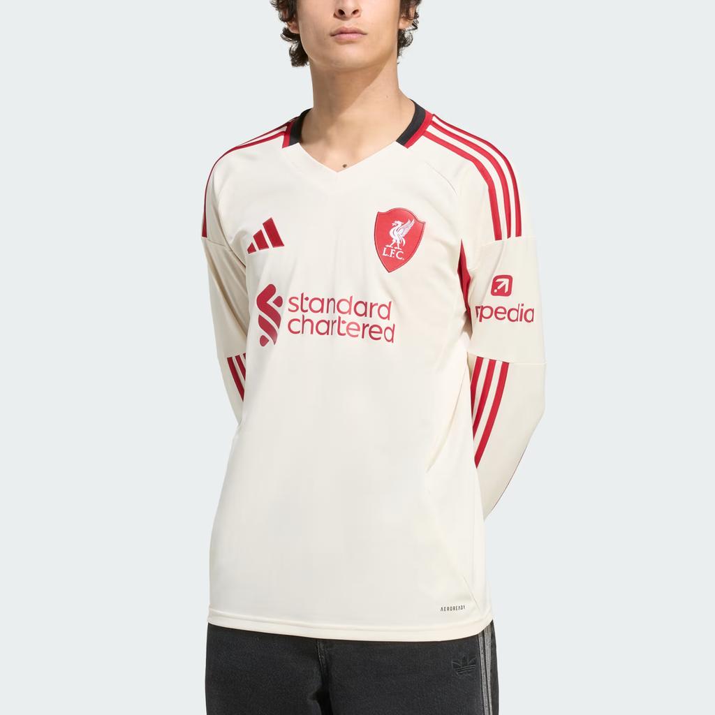 Adidas Aeroready Liverpool Fc 25/26 Away Jersey Moisture-Wicking V-Neck Slim Fit Pullover Long Sleeve Football Shirt Men Jersey JV6448