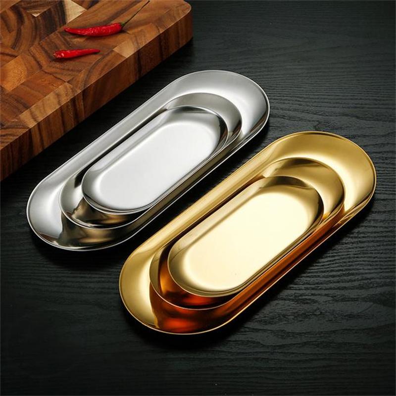 1/2/5PCS Gold Stainless Steel Nail Art Equipment Plate Doctor Surgical Dental Tray Jewelry Necklace Ring Storage Cosmetic Box
