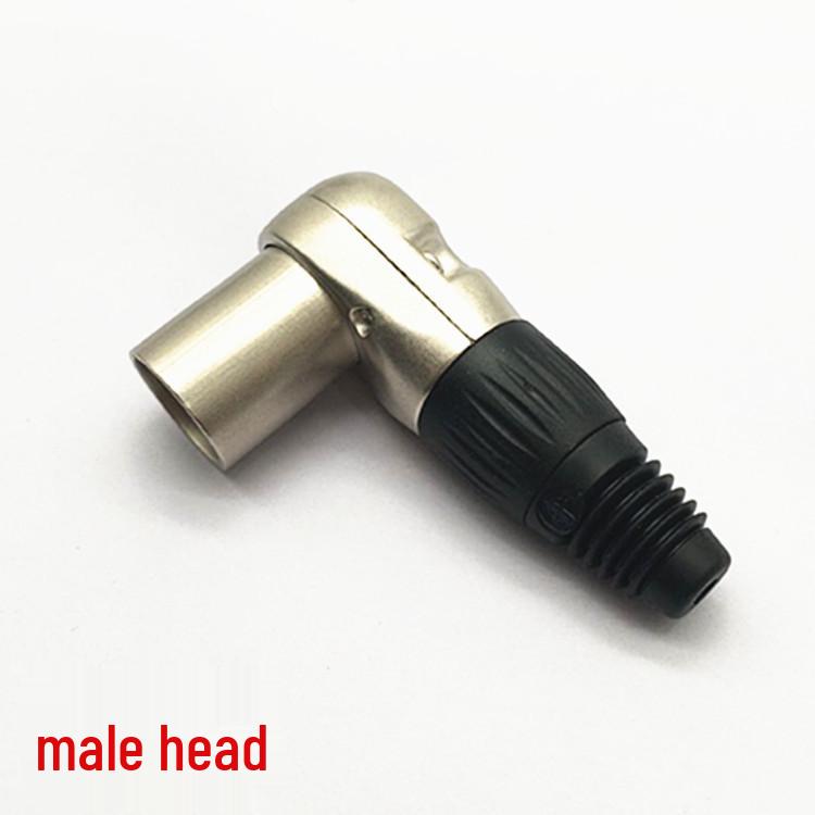 90-Degree Nickel-Plated Copper XLR Male/Female Elbow Plug - 3, 4, 5 Core Options