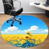 1pc Sunflower Field Office Round Area Rug, Indoor Mat Suitable For Office, Under Office Chairs Bedroom Living Room Home Decor, Room Deco