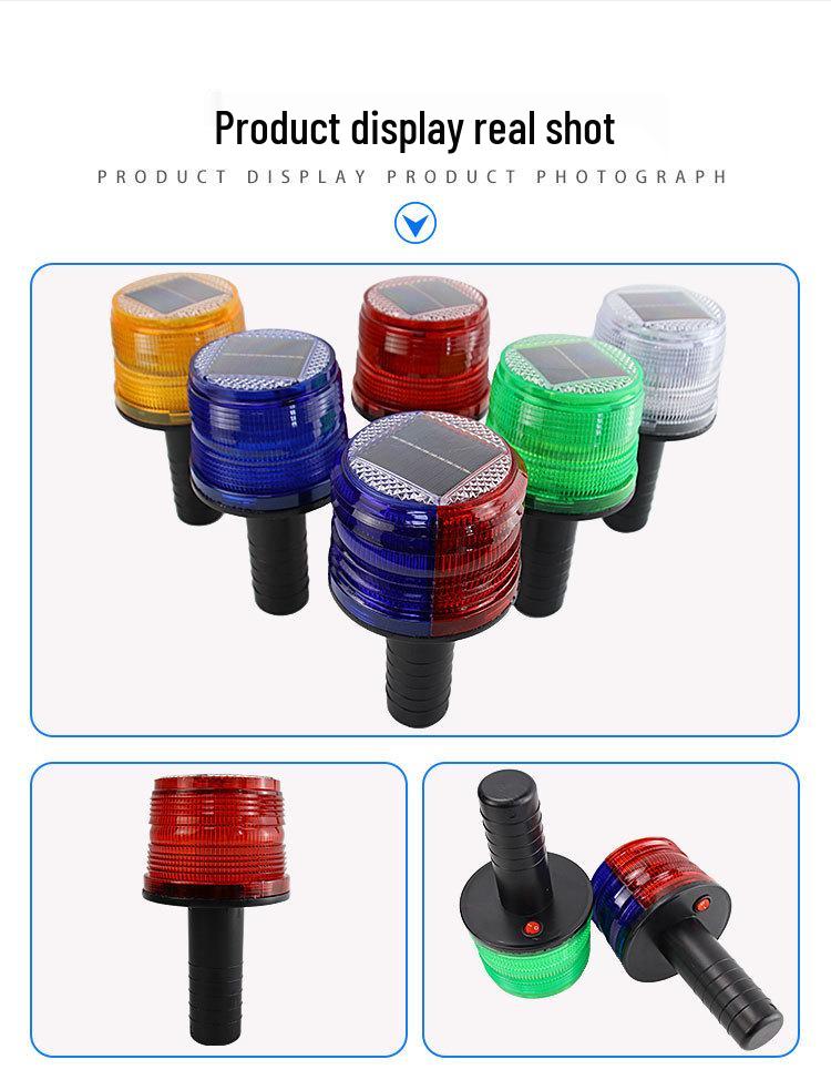 LED Solar Traffic Cone Warning Light for Construction and Marine Use