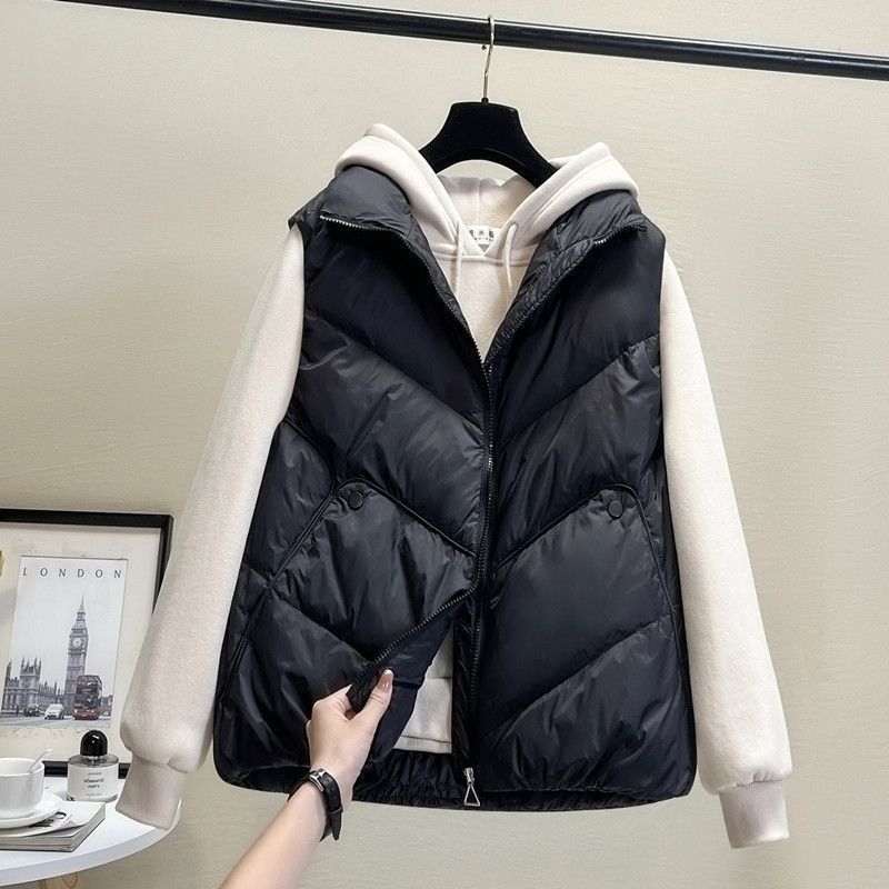 Women's Autumn Winter Down Vest Korean Style Loose Gilet Waistcoat Outer Wear