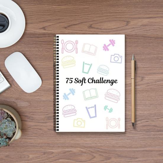 A4 75 Target Soft Challenge Planner Spiral Bound No Bleed Thick Paper Portable Travel Goal Tracking Management Soft Challenge Notebook Journal Dairy