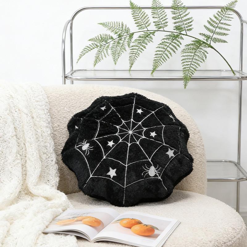 Spider Web Halloween Bar Theme Plush Pillow With Embroidered Animal Pattern For Home Decor