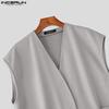 INCERUN Men Sleeveless Belt Waist Casual Loose Waistcoat Vest Suit Blazer
