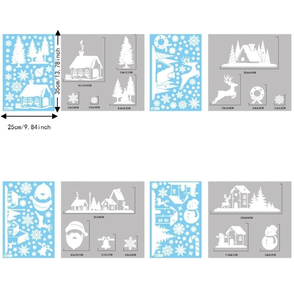 4 Sheets Removable Static Christmas Static Cling Decal Xmas Party Door Stickers Party Supplies