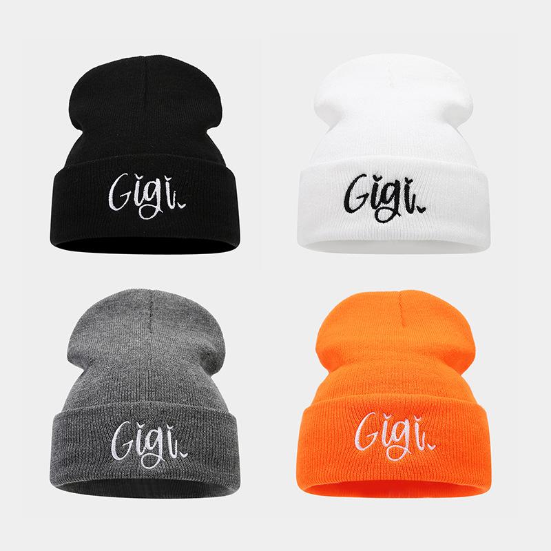 Autumn and winter men's and women's wool hats New casual versatile Gigi embroidered knitted hats Outdoor warm windproof cold hats