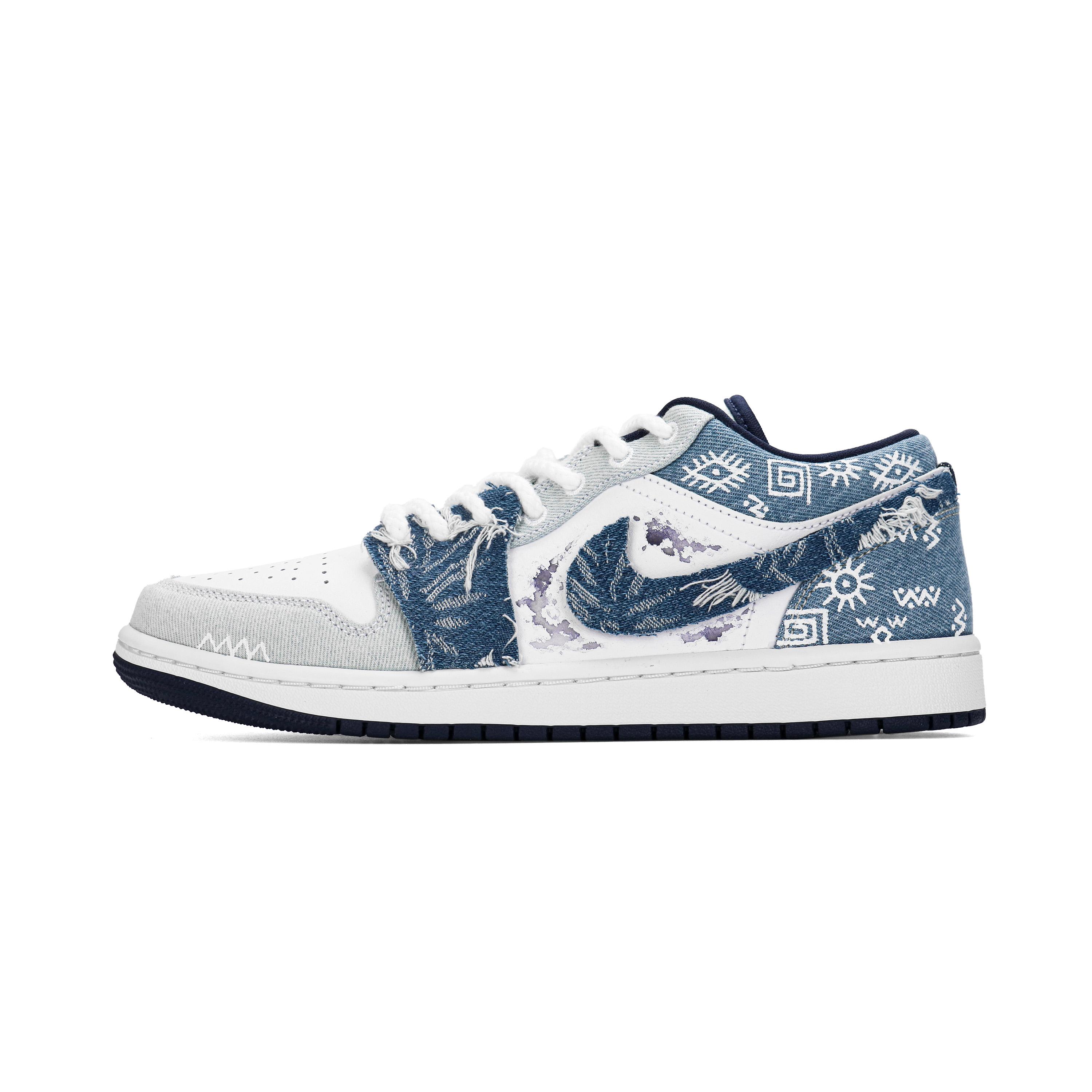 

Jordan Air Jordan 1 Cushioning, Wear Resistant Low top Vintage Basketball Shoes Men s Blue IH0648-141(Team303-) 44.5