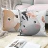 Juste De Coussin Blanche Avec Imprimé Animal De Dessin Animé Mignon, Taie D'oreiller Décorative Pour Canapé