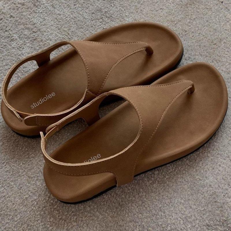 

Summer New Round Head Flat Toe Herringbone Roman Beach Shoes Women s Soft Sole Non-slip Sandals