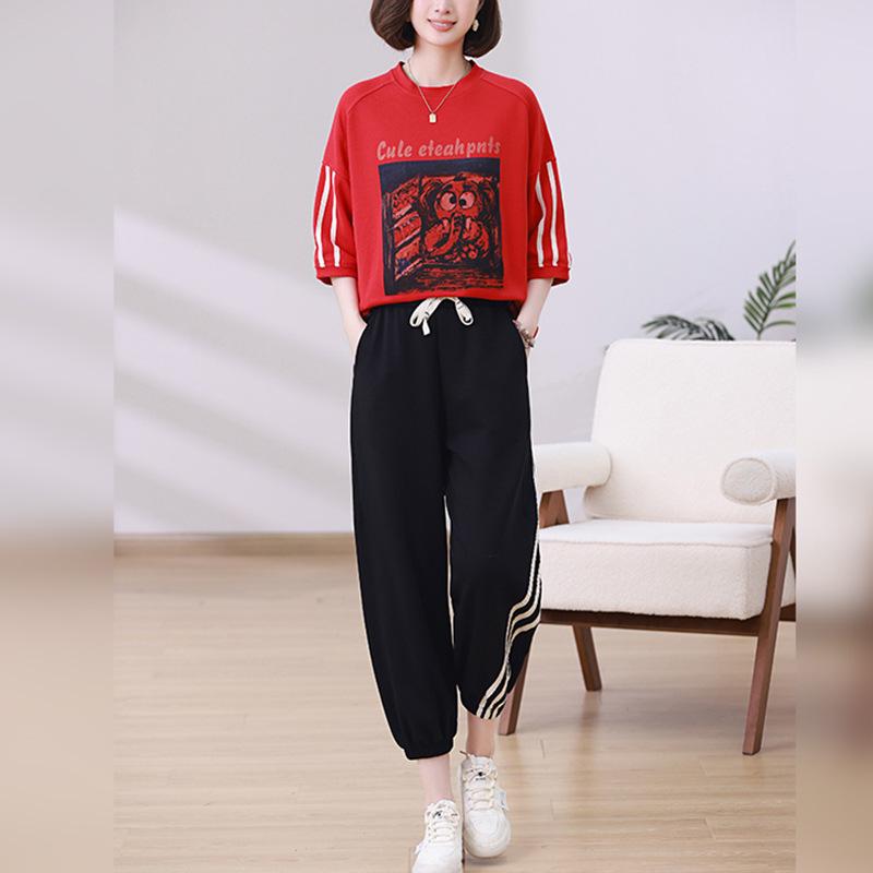 

Women s 2025 Summer Fashion Suit: Casual Two-Piece Age-Defying Set XXL